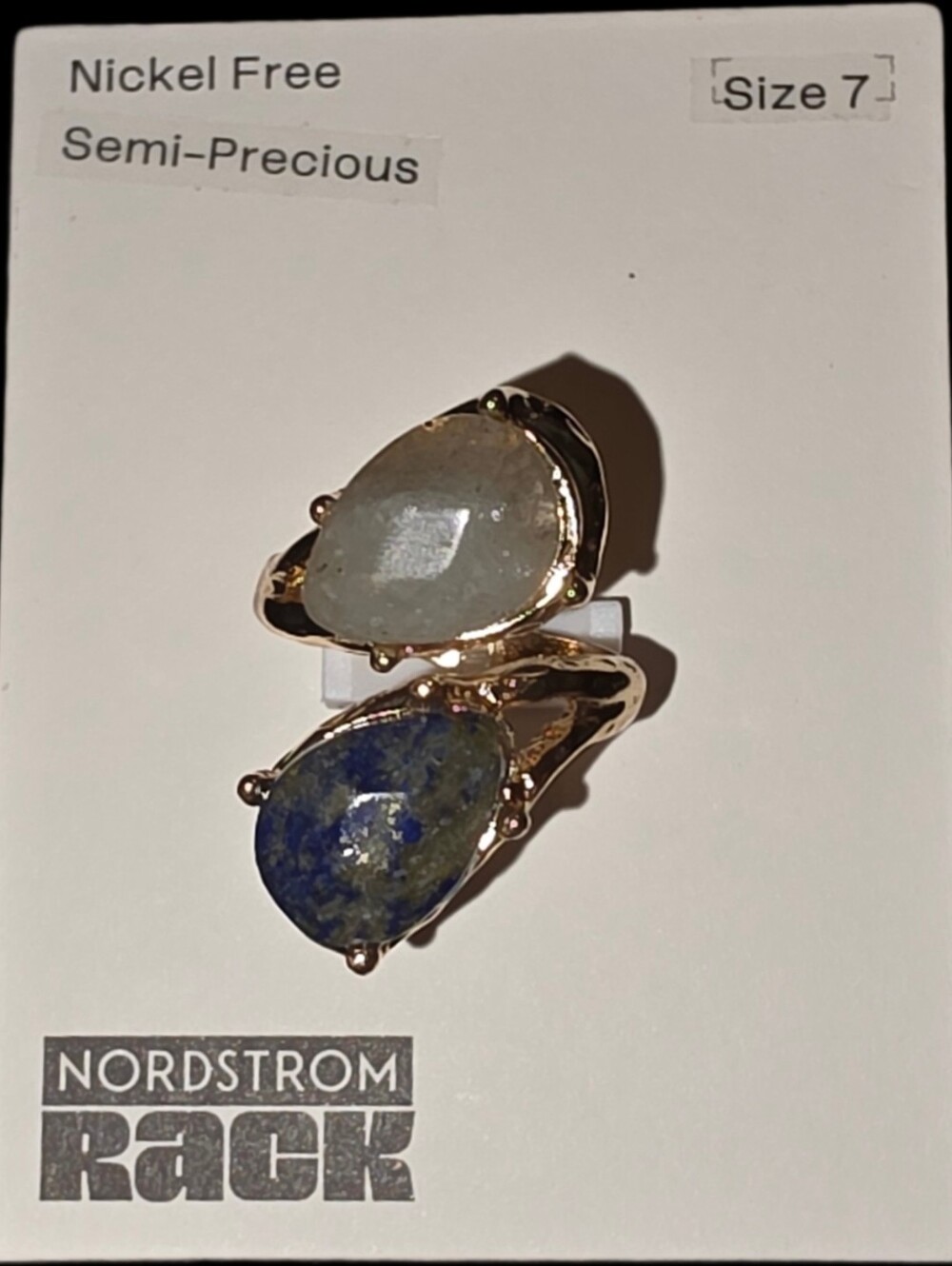Double Teardrop Ring w/Semi-Precious Stones